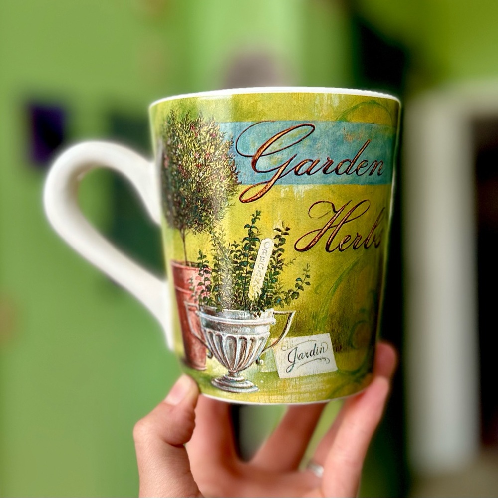 Vintage Elegant Garden + Herb Cottage Cypress Ceramic Large Kitchen Mug